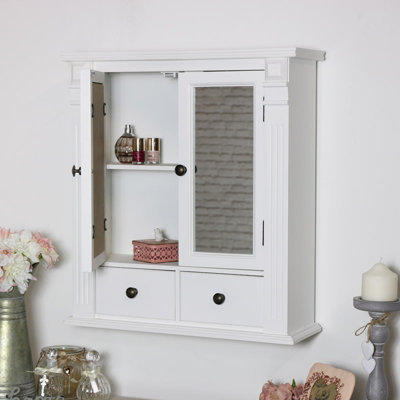 Melody Maison White Mirrored Bathroom Wall Cabinet