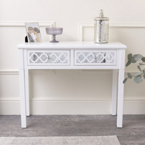 Melody Maison White Mirrored Console Table / Dressing Table - Sabrina White Range