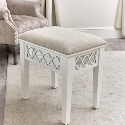 Melody Maison White Mirrored Lattice Stool - Sabrina White Range