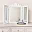 Melody Maison White Ornate Dressing Table Triple Mirror