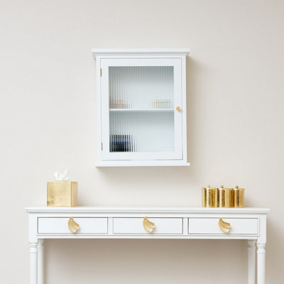 Melody Maison White Reeded Glass Fronted Wall Cabinet