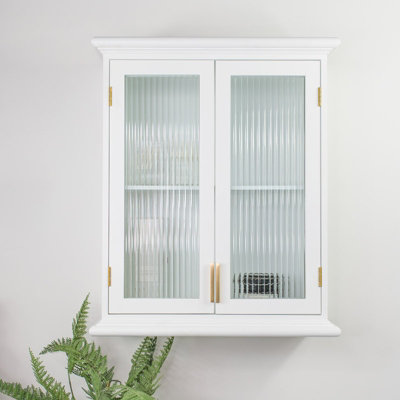 Melody Maison White Reeded Glass Wall Cabinet
