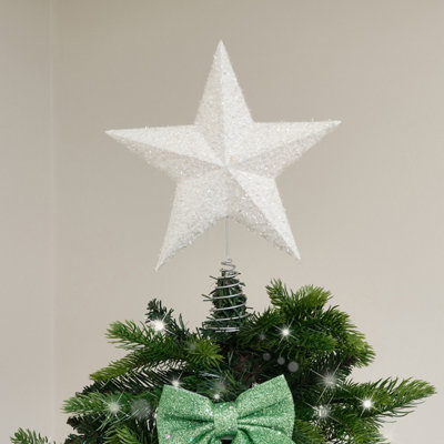 Melody Maison White Sparkly Star Christmas Tree Topper