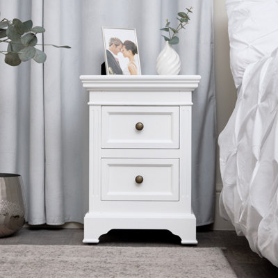 Melody Maison White Two Drawer Bedside Table - Daventry White Range