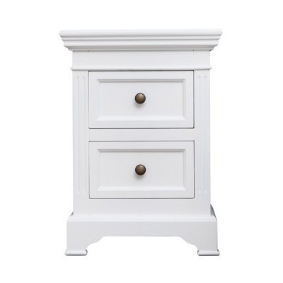 Melody Maison White Two Drawer Bedside Table - Daventry White Range