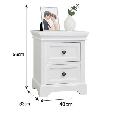Melody Maison White Two Drawer Bedside Table - Daventry White Range