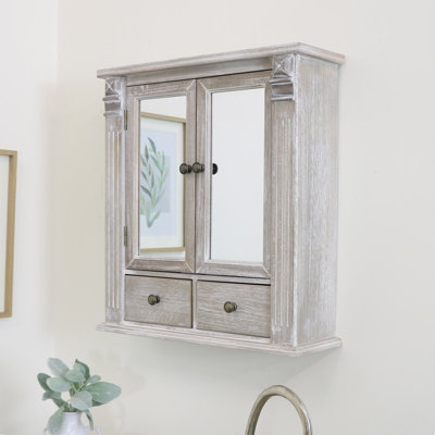 Melody Maison Wooden Mirrored Bathroom Cabinet