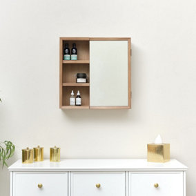 Melody Maison Wooden Open Shelved Mirrored Wall Cabinet 53cm x 53cm