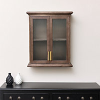 Melody Maison Wooden Reeded Glass Wall Cabinet