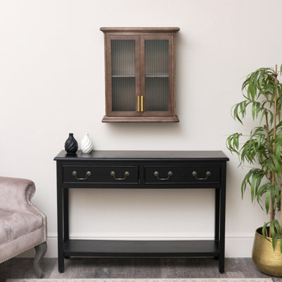 Melody Maison Wooden Reeded Glass Wall Cabinet