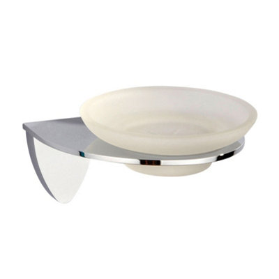 Melody Wall Mounted Bathroom Soap Holder Chrome & Glass Dish | DIY at B&Q