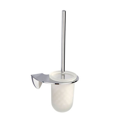 Melody Wall Mounted Chrome Toilet Brush & Glass Holder DIY at B&Q