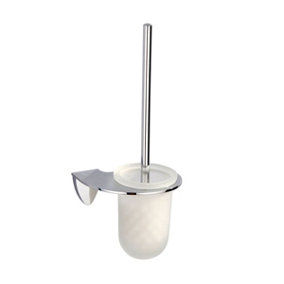 Melody Wall Mounted Chrome Toilet Brush & Glass Holder
