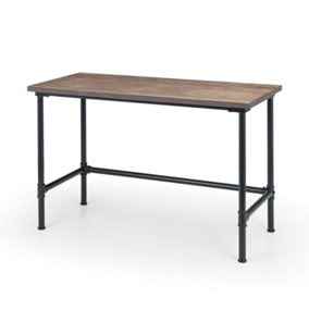 Melon Pipe Office Desk Mocha Elm and Black Industrial Style