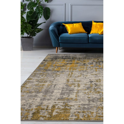 Melrose Abstract Faded Design Grey Ochre Blended Colours Indoor Medium ...
