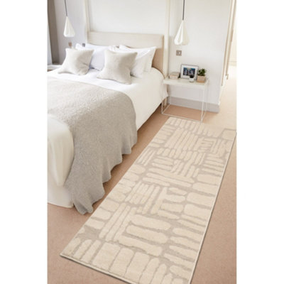Melrose Ava Abstract Pave Design Cream Beige Indoor Area Rug 080/200cm