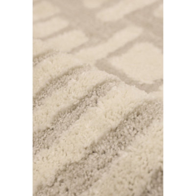 Melrose Ava Abstract Pave Design Cream Beige Large Indoor Area Rug 160/230cm