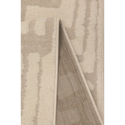 Melrose Ava Abstract Pave Design Cream Beige Large Indoor Area Rug 160/230cm