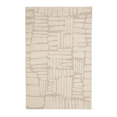 Melrose Ava Abstract Pave Design Cream Beige Large Indoor Area Rug 160/230cm