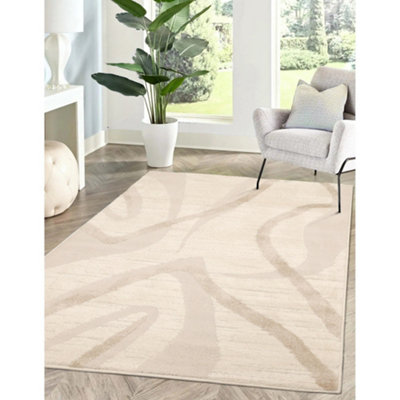 Melrose Ava Abstract Wave Design Cream Beige Medium Indoor Area Rug 120/170cm