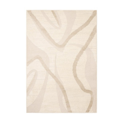Melrose Ava Abstract Wave Design Cream Beige Medium Indoor Area Rug 120/170cm