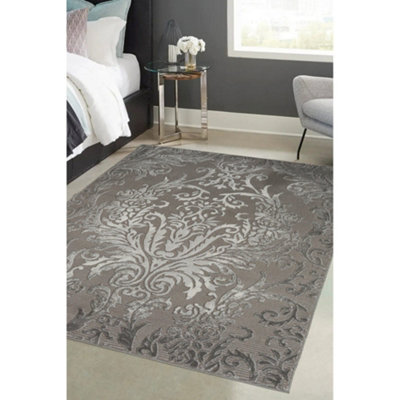 Melrose Avery Medallion Textured Grey Indoor X-Large Area Rug 200/290cm