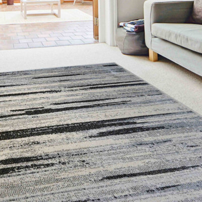 Melrose Chateau Soft Watercolour Grey Large Indoor Short Pile Rug 160/230