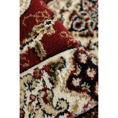 Melrose Classic Traditional Red Vintage Round Rug 133x133cm