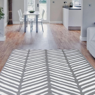 Melrose Colorama Herringbone Silver Grey Small Indoor Area Rug 080/150cm