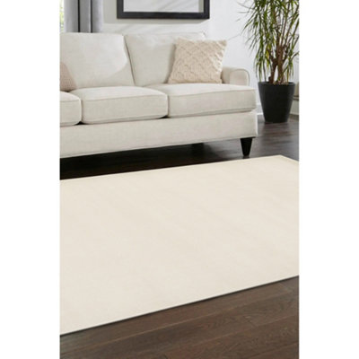 Melrose Colorama Plain Ivory White Small Indoor Area Rug 080/150cm