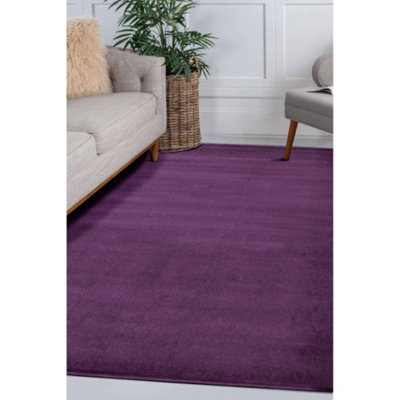 Melrose Colorama Plain Purple Plum Medium Indoor Area Rug 120/170cm