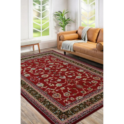 Melrose Colorama Traditional Argrah Red Large Indoor Area Rug 160/230cm