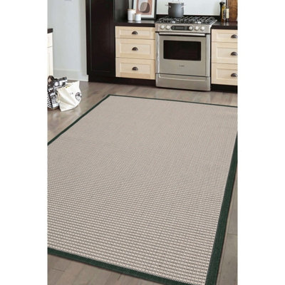 Melrose Eden Border Monochrome Indoor Outdoor Large Area Rug 3mm Pile ...