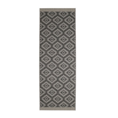 Melrose Eden Genesis Silver Indoor Outdoor Area Runner Rug 3mm Pile Height - 67/200cm