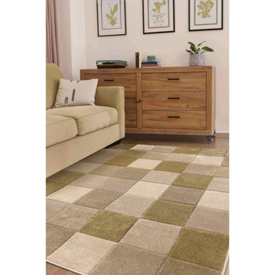 Melrose Green Blocks Geometric Design Small Indoor Area Rug 080/150cm