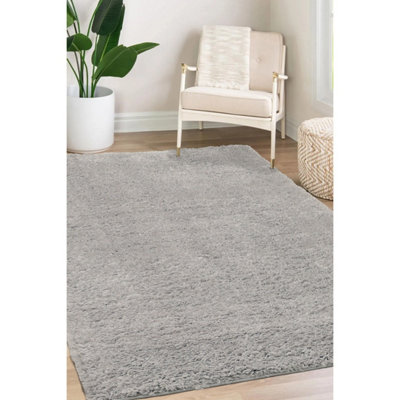 Melrose Laguna Super Soft Shaggy Silver Area Rug 080/150cm