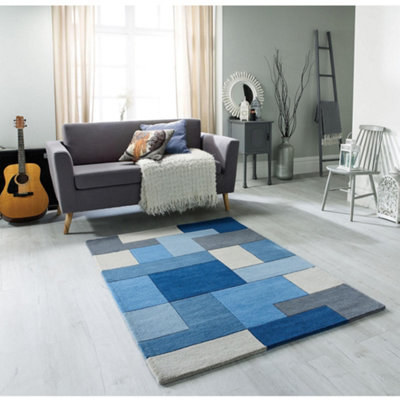 Melrose Lexus Blue Low Pile Large Area Rug 160/230cm