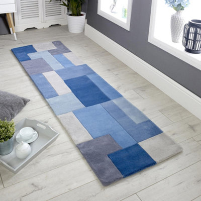 Melrose Lexus Blue Low Pile Small Area Rug 090/150cm