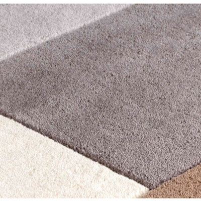 Melrose Lexus Geometric Natural Grey Blocks Indoor Large Area Runner ...