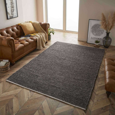 Melrose Savannah 100% Wool Charcoal X-Large Area Rug 200/290cm