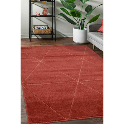 Melrose Solid Red Lines Design Indoor Medium Area Rug 12mm Pile Height 120/170cm
