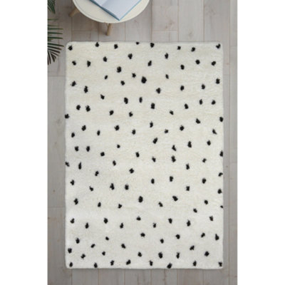 Melrose Spotty Grey Shaggy High Pile Large Area Indoor Rug 160/230cm