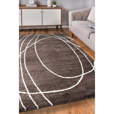 Melrose Squiggle Brown Coloured Large Area Indoor Rug 160/230cm