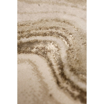 Melrose Watercolour Champagne Wave Effect Patterned Indoor Large Area Rug 140/20cm