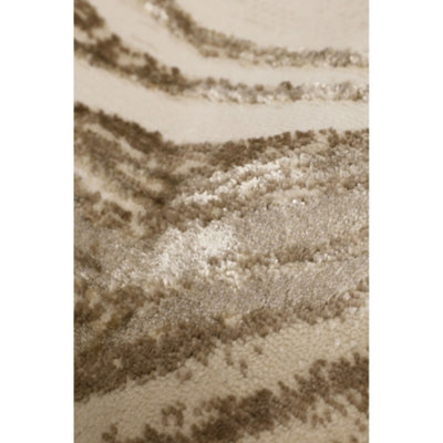 Melrose Watercolour Champagne Wave Effect Patterned Indoor Large Area Rug 140/20cm