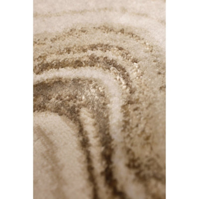 Melrose Watercolour Champagne Wave Effect Patterned Indoor Large Area Rug 140/20cm