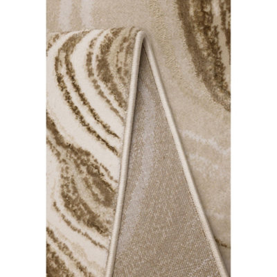 Melrose Watercolour Champagne Wave Effect Patterned Indoor Large Area Rug 140/20cm