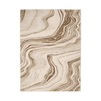 Melrose Watercolour Champagne Wave Effect Patterned Indoor Large Area Rug 140/20cm