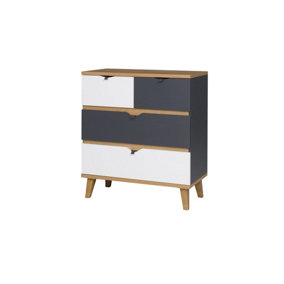 Memone Spacious Chest of Drawers - Golden Oak with Graphite & White Matt Fronts - W810mm x H900mm x D400mm