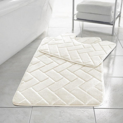 Memory Foam Blocks Anti Slip Bath Mat Set 2 Piece DIY at B&Q